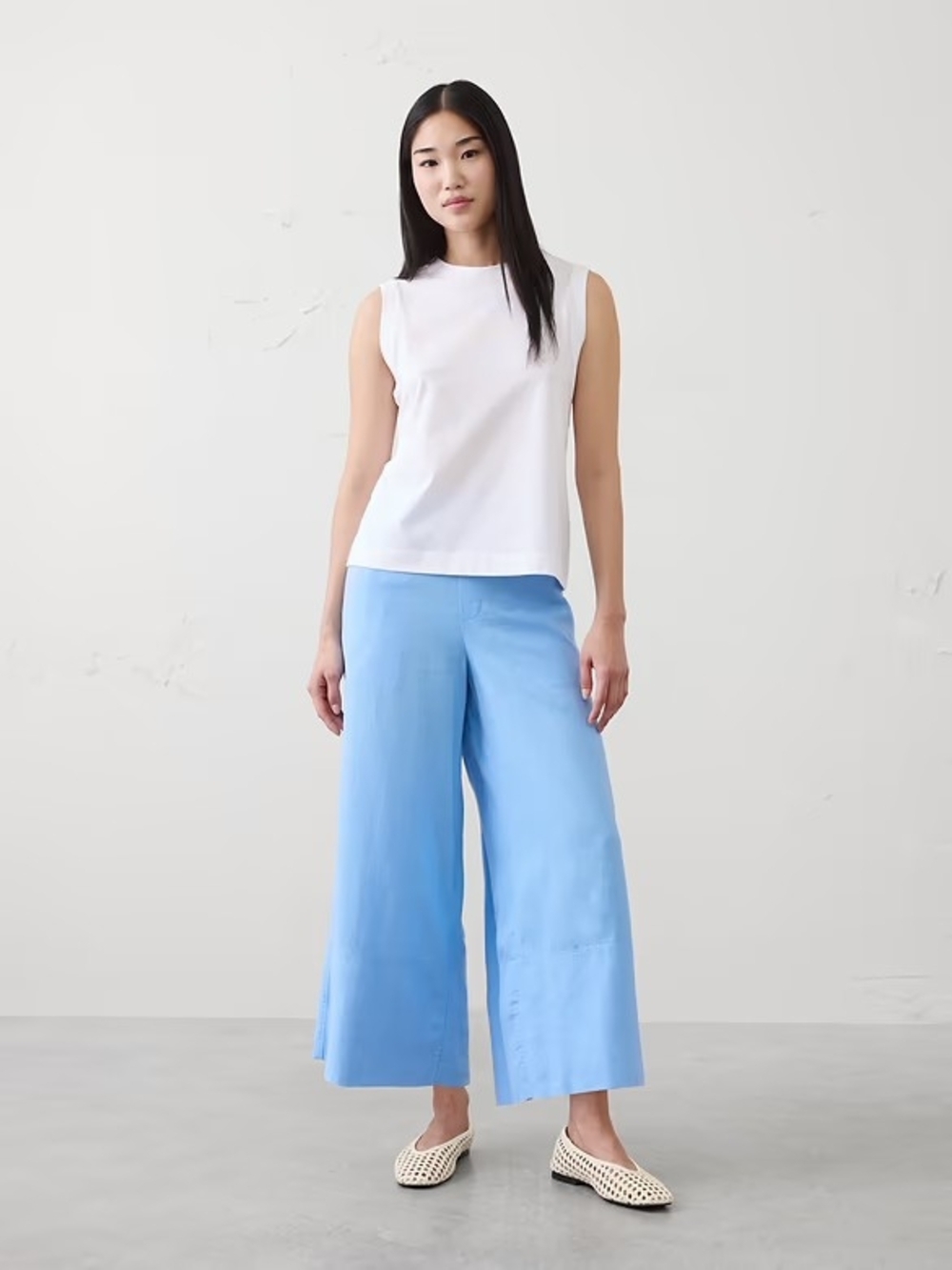 Banana Republic Factory Blue Wide-Leg Crop Pants